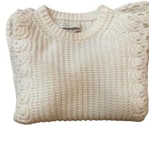 Pilcro Anthropologie Sweater Womens S Ivory Chunky Knit Pullover Crew Neck